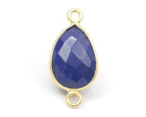 Piedra preciosa natural con conector de bisel de piedra de corte facetado de doble fianza con forma de pera hecha a mano chapada en oro de 18 quilates - Product Image 6