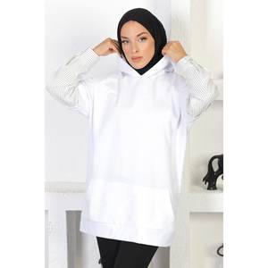 Sudadera de Lujo a Rayas con Detalle Bordado en 3D, Sudadera con Capucha para Invierno y Otoño en Talla XS, Material Estampado - Product Image 2