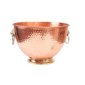 Seau à glace réfrigéré en cuivre pur avec poignée ronde en cuivre Design moderne isolé à double paroi pour une utilisation en fête Refroidisseur de bouteilles de vin - Product Image 2
