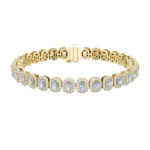 Pulsera de tenis con halo de diamantes de laboratorio de 7.04 CT, corte esmeralda y brillante redondo, VVSVS EF CVD, oro de 10, 14 y 18 quilates y plata 925 - Product Image 3