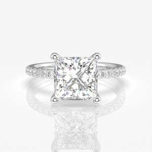 Princess Cut Moissanite Diamond <b>Ring</b> Pave Sterling Silver Unique and Elegant Jewelry Piece - Product Image 5