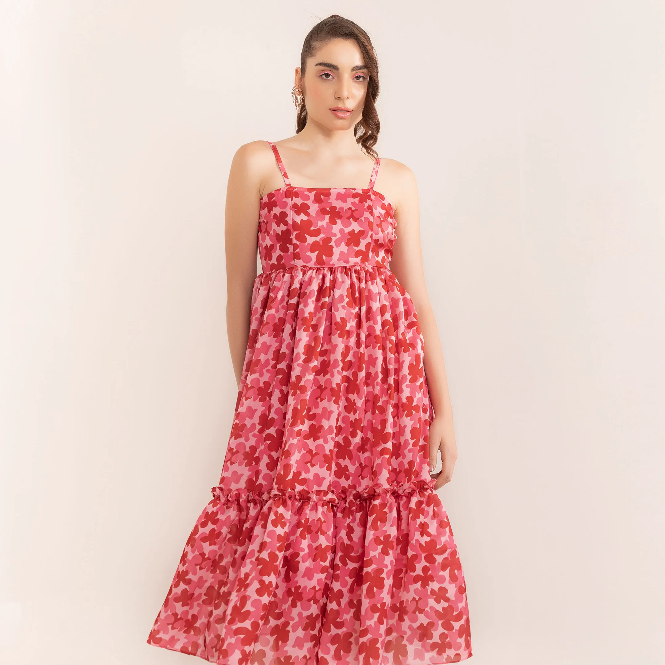 2024 yeni varış trend tasarım AURORA pembe çiçek MAXI elbise yaz ve bahar kadınlar ve kız için toptan fiyata