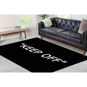 Alfombra Impresa - Alfombra Negra Antideslizante para Decoración Moderna del Hogar, Alfombra Delgada No Tejida - Product Image 1