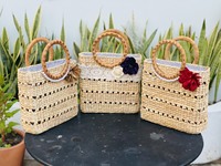 Tas Wanita Gaya Vintage dari Anyaman Eceng Gondok Koleksi 2025 Bentuk Kerang Lapisan Katun Ramah Lingkungan Kapasitas 1-1.9L Dua Tali