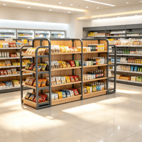 Étagères de présentation modernes en bois pour supermarché, présentoir de magasin d'alimentation