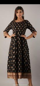 Ropa de moda para mujer, Vestido largo de algodón con diseños formales, ropa de fiesta tradicional de la India, Kurti - Product Image 2