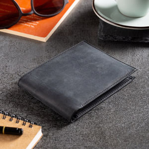 Elegante billetera plegable de cuero de gama alta, billetera delgada de cuero genuino con bloqueo RFID para hombres, a granel, - Product Image 1