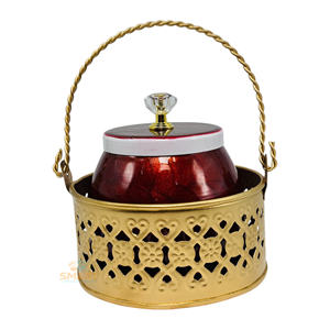 Conteneur de fruits secs en fer imprimé Pichwai Design pour pot de stockage de nourriture Festival & Gifting - Product Image 5