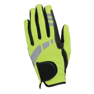 Guantes ecuestres reflectantes fluorescentes personalizados al por mayor, guantes de montar de cuero antideslizantes resistentes al desgaste para invierno al aire libre - Product Image 1