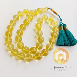 ลูกประคำสีเหลืองอำพันมะนาว33เม็ดสวดมนต์อิสลาม59.6กรัมมิสบาฮา - Product Image 3