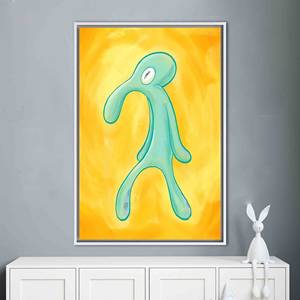 Bold Squidward Painting Print: Modern Abstract <b>Canvas</b> Wall Art,White <b>Framed</b> - Product Image 1