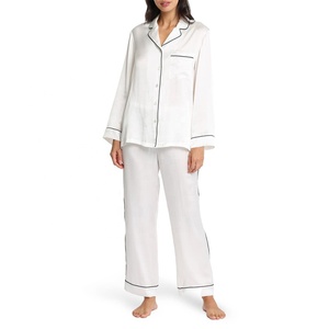 Ensemble de pyjama en soie légère pour femmes, meilleure qualité, personnalisé, en Satin de soie, avec manches longues, vêtements de nuit - Product Image 1
