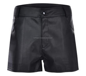 กางเกงขาสั้นผู้ชายหนัง PU กางเกงขาสั้นสไตล์สตรีทแวร์ลำลอง - Product Image 2