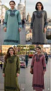 New Wholesale Rayon Embroidered Floor-Length Maxi for Women Intricate Thread Embroidery Bohemian <b>Vintage</b> Style Floral Pattern - Product Image 2