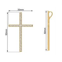 Collier pendentif croix en or blanc massif 18 carats de haute qualité avec diamant taille brillant 0,41 carat G-H Clarity SI1-2, style classique pour femme