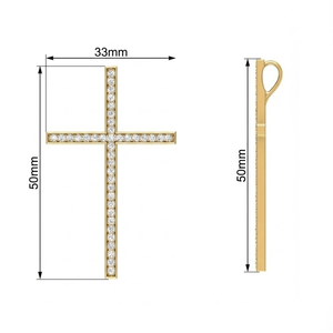 Collier pendentif croix en or blanc 18 carats de haute qualité avec diamant taille brillant 0,41 carat G-H Clarity SI1-2, style classique pour femme, cadeau - Product Image 2