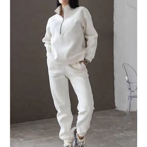 100% algodón Fleece Quarter Zip-up Track Suit Drop Shoulder Oversized Loose Fit American Style Jogging Trajes Hombres Tallas grandes Logo - Product Image 4