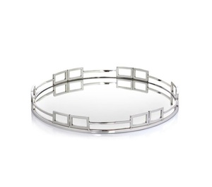 Bandeja de espejo de aluminio hecha a mano moderna, diseño único de alta calidad para elegantes exhibiciones de hoteles y una impresionante decoración de fiesta de Navidad - Product Image 1