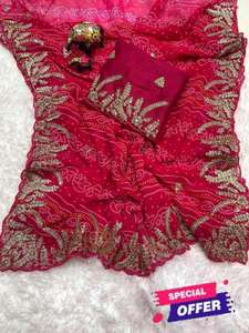 Mahaveer Silks Premium Soft Georgette Banderi Saree Réversible Casual Indian & Pakistanais Vêtements Fournisseurs en Inde - Product Image 2