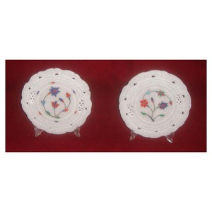 Classic Design White Marble Inlay Tea <b>Coaster</b> <b>Set</b> for Home Decoration and Corporate Gifts With Fine Finishing - Product Image 1