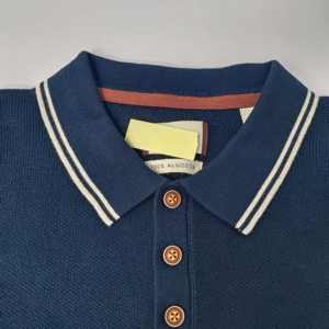 Polo en maille pour homme de haute qualité, 100 % coton, boutons, couleurs contrastées, vente en gros - Product Image 4