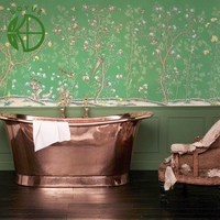 Papier peint mural 3D imperméable vert foncé de style chinois personnalisé, papier haute densité pour hôtels