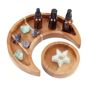 Wood Crystal Decorative Tray Moon Shaped Tray Restaurant <b>Dinner</b> Serving Dish Wood <b>Plate</b> for Steak Snack Tray - Product Image 1