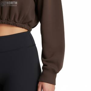 Moda de verano 100% algodón reelaborado Crop Hoodie 1/4 Zip Cropped sudadera con 1/4 Zip Outfit Reversible Hoodies Hombre - Product Image 6