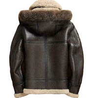 Veste bomber d'hiver pour homme en cuir d'agneau véritable, style vintage, respirante, écologique, avec capuche amovible