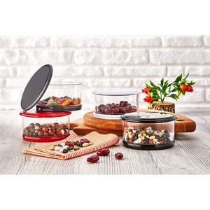 Conteneur de rangement rond en cristal, sans BPA, plastique de qualité alimentaire, organisateur de cuisine transparent, léger, empilable, grande capacité - Product Image 2