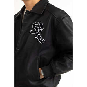 Veste en PU vintage automne-printemps, style motard décontracté avec fermeture éclair réversible, taille XS, imperméable, teinte unie, offre ODM - Product Image 2