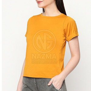 T-shirts pour femmes en coton 100% tricoté, teint uni, design unique, service OEM, légers, qualité supérieure, respirants, séchage rapide, nouveauté - Product Image 3