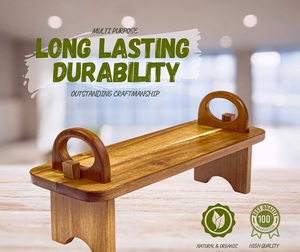 Tabla de servir de madera de acacia en soporte, plato de servir de madera elevado contemporáneo, estante de mostrador de decoración del hogar elegante acabado a mano - Product Image 3