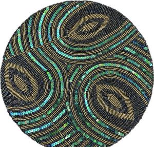 Peacock Handmade <b>Beaded</b> <b>Placemats</b>, Tablemat - Product Image 1