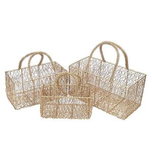 Panier à linge en métal de luxe pour hôtel, panier à linge sale pour salle de bain en métal enduit de poudre et fer avec poignée - Product Image 3