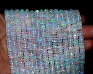 Etíope Fire Opal Heishi Tire Bead Wheel Cut Bead Strand Flashy Faceted Opal para cumpleaños Cuentas de piedra de 16 pulgadas - Product Image 1