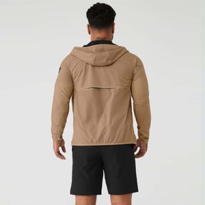 Chaqueta cortavientos ligera con capucha para hombre, abrigo deportivo al aire libre resistente al agua y al viento con cremallera - Product Image 2