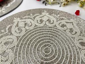 Eco Friendly Beaded Luxury Heat Resistant Anti-Slip Wedding Dinner Table <b>Mats</b> - Product Image 2
