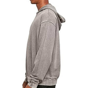 Acid Wash Hoodies vente en gros usine blanc épais tissu lourd 450gsm 100% coton Logo personnalisé à capuche pour hommes - Product Image 3