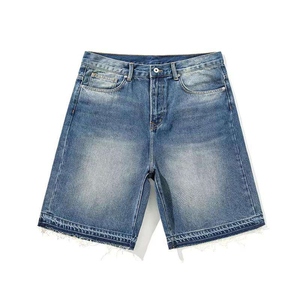 Shorts en jean vintage pour hommes en coton délavé à l'acide OEM avec cordon de serrage, shorts en jean personnalisés pour hommes, streetwear d'été - Product Image 1