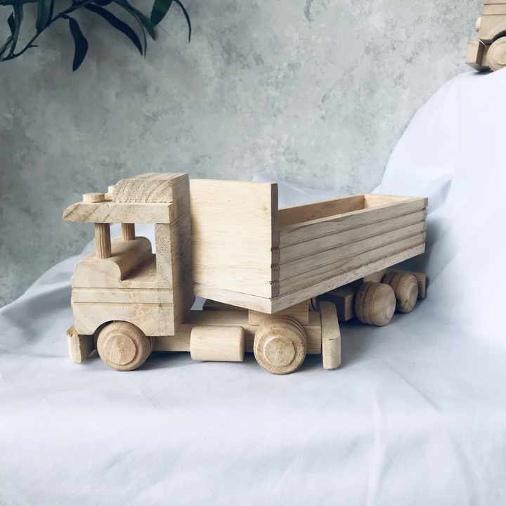 トレーラー付き手作り木製おもちゃトラック、赤ちゃんと子供のための 