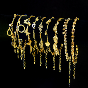 Wholesale Fashion Design 21k Gold Waterproof Anklets Custom Various Styles Brass Adjustable Women Anklets for <b>Gift</b> - Product Image 5