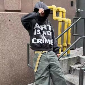 Ensemble sweat à capuche en éponge française unisexe sur mesure 100% coton 500gsm Distressed Heavyweight Crop Boxy Acid Wash Adultes Hiver - Product Image 4