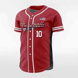 Maillot de baseball rouge pour homme de bonne qualité, taille personnalisée, vêtements de sport en polyester, respirant, manches courtes, maillot de football en stock - Product Image 5