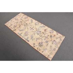 Turkish Rug 2.1x4.9 ft Small Rug <b>Brown</b> Southwestern <b>Wool</b> Eco-Friendly Patchwork Latex Backing Medium Pile Vintage Rug - Product Image 1