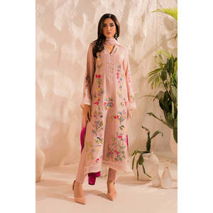 Conjunto de 3 piezas MIRANA para mujer: Camisa bordada de gasa, Dupatta tie-dye y Pantalones - BIC-4506 - Product Image 2