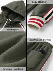 Printed Men's Slim Fit Tracksuit Two Piece Hoodie and Joggers Polyester Fleece Windproof Streetwear Gym Wear Wholesale - Product Image 5