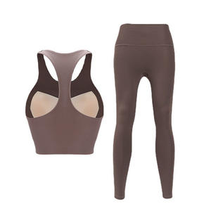 Ensemble de vêtements actifs 2 pièces pour femmes taille haute Legging soutien-gorge de sport survêtements d'entraînement vêtements de sport lavés pour les sports de yoga - Product Image 1