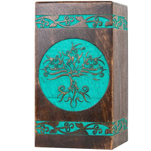 Urna de madera, urnas conmemorativas para cenizas humanas, urna para hombre adulto o árbol de la vida para cenizas, urnas funerarias para columbario, verde por AYAANS - Product Image 1