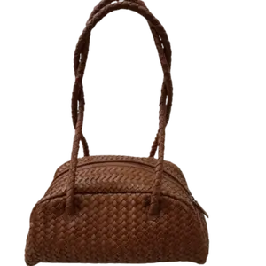 Bolsa trançada feminina de couro legítimo, nova bolsa trançada feita em couro legítimo com alça carteiro e de mão na moda de 2022